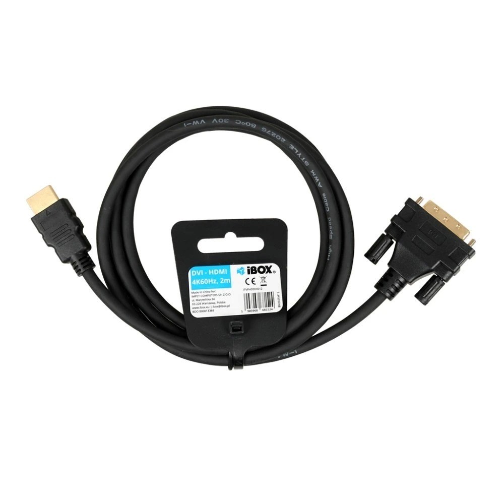 IBox ITVFHDDVI012 HDMI to DVI kaabel FullHD 1080p 2 m must