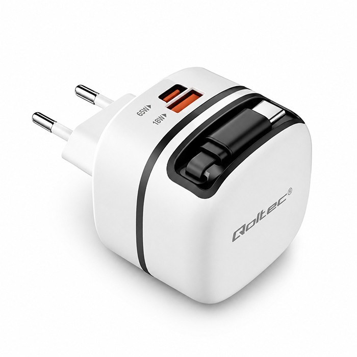 Qoltec 51784 GaN 65W charger 5-20V 3-3.25A USB-C PD PPS