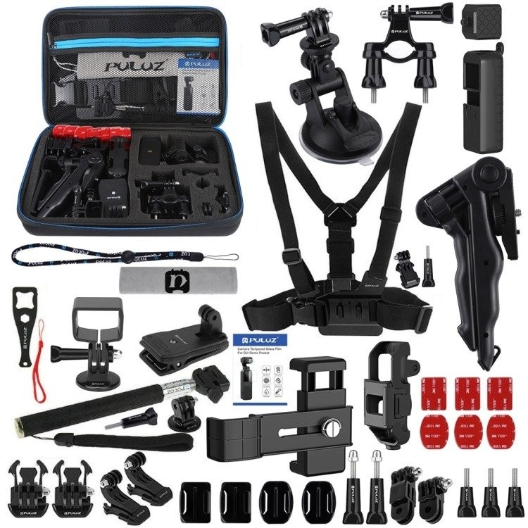 Puluz sporikaamerate 43 aksessuaari komplekt (sh Osmo Action 5 Pro, Ace Pro 2) PKT47