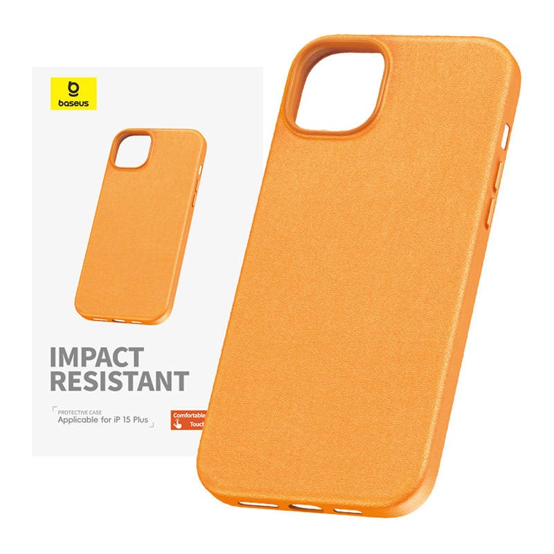Telefoniümbris iPhone 15 Plus Baseus Fauxther seeria (Oranž)