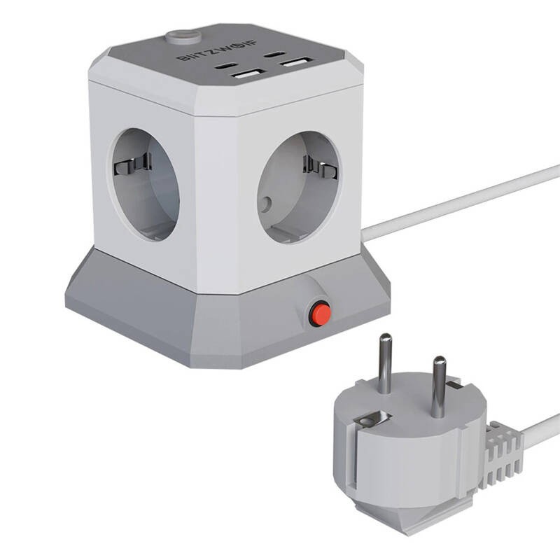 BlitzWolf BW-EC1 4xAC 2xUSB-A 2xUSB-C prailgintuvas